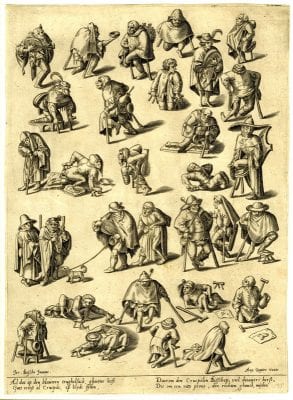 Anonymous engraver, after a follower of Hieronymus Bosch, Cripples and Beggars, ca. 1570, The British Museum, London