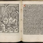 The Supper at Emmaus and adjacent prayer text (fo, 1484-1485,  University Library, Leiden