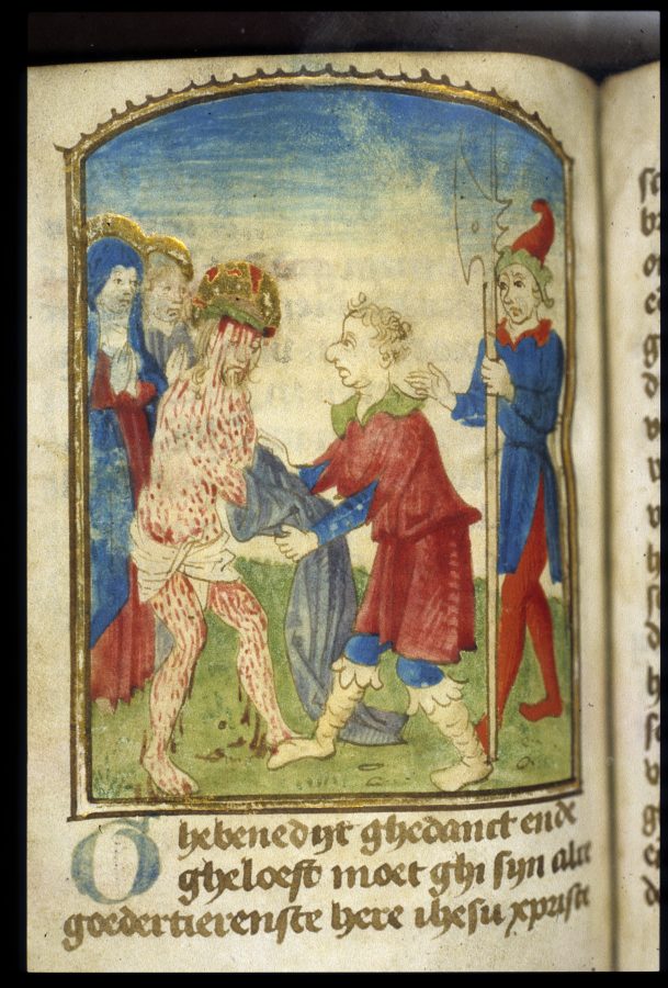 Disrobing of Christ (fol. 85v), Master of Hugo Ja, ca. 1500, Royal Library, The Hague