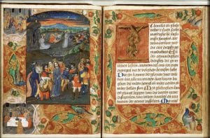 Prayer book (fols. 62v–63r) (see fig. 17),  ca. 1490–1500,  Royal Library, The Hague