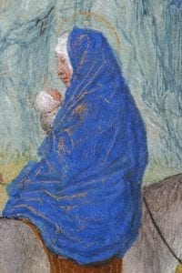 Simon Marmion, Donne Hours: Flight into Egypt, detail of the Vir,  ca. 1480,  Louvain-la-Neuve, Archives de l'Université