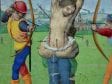 Master of the Dresden Prayerbook, Donne Hours: Martyrdom of Saint Sebastian, detail,  ca. 1480,  Louvain-la-Neuve, Archives de l'Université