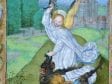 Master of the Dresden Prayerbook, Donne Hours: Saint Michael, detail,  ca. 1480,  Louvain-la-Neuve, Archives de l'Université