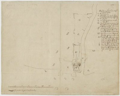 Unknown,  Plan van ‘t fort en omleggende land Jacatra, 1619,  Nationaal Archief, The Hague, Kaartcollectie Buitenland Leupe