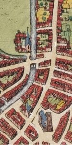 G. Braun and F. Hogenberg, Plan of the City of Mechelen, from Civitates Orbis, Stadsarchief, Mechelen, beeldbankmechelen.be