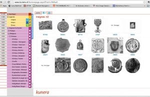 Fig. 6 Screen shot of the Kunera database showing a selection of the badges with the IHS monogram.