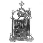 Fig. 16 Badge of the host desecration at Blomberg, showing a woman throwing forty-five hosts into a well (Kunera no. 04674)