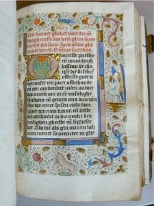 Unknown,  Opening of a book of hours, with the incipit for ,  Stadsbibliotheek, Bruges
