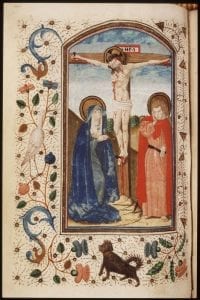 Unknown,  Crucifixion prefacing the Hours of the Cross, wit,  Koninklijke Bibliotheek, The Hague
