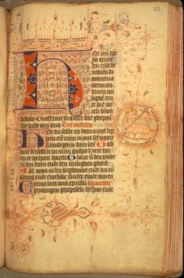 Unknown, Incipit of the Hours of the Cross, with a Lamb of, Leiden Universiteitsbibliotheek