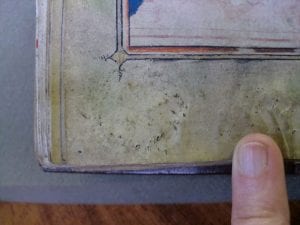 Unknown,  Detail of fig. 50 (fol. 116v) showing needle hole,