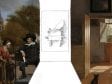  Mock-up that clarifies the larger spatial/architectural context for the implied site of Fabritius’s goldfinch and perch. Left side: detail in reverse from Jan Havicksz. Steen, Adolf and Catharina Croeser, known as The Burgher of Delft and His Daughter.  Right side: detail from Pieter de Hooch, A Mother Delousing Her Child’s Hair, known as A Mother’s Duty, Jan Havicksz. Steen, Pieter de Hooch, Carel Fabrit,  1655,  Rijksmuseum, Amsterdam