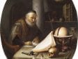 Gerrit Dou,  Scholar Interrupted at His Writing,  ca. 1635,  The Leiden Collection, New York