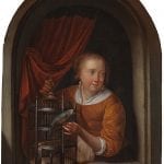 Gerrit Dou,  Young Woman Holding a Parrot,  ca. 1660–65,  The Leiden Collection, New York