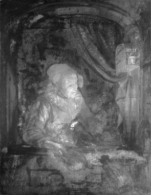 Infrared image of Old Woman at a Niche by Candle,