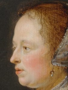 Detail of Portrait of a Lady in Profile showing a change in the woman’s upper profile