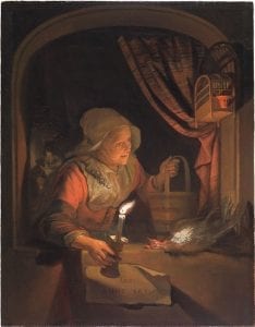 Gerrit Dou, Old Woman at a Niche by Candlelight, 1671, The Leiden Collection, New York, GD-103