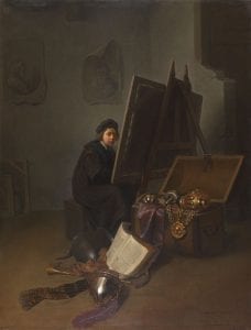 Circle of Rembrandt van Rijn, possibly Gerrit Dou,  An Artist in His Studio,  ca. 1630,  The Leiden Collection, New York