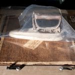 Panel reverse in raking light showing bevel on le,