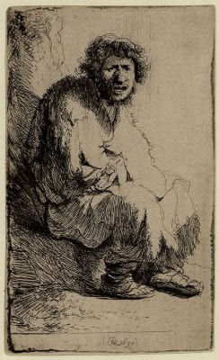 Rembrandt,  Beggar Seated on a Bank, monogrammed RHL and d, 1630, British Museum, London