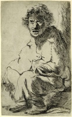 Jan Lievens,  Beggar Seated on a Bank (after Rembrandt), British Museum, London