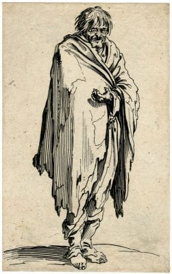 Jacques Callot,  Man in Rags from Le Baroni (1622–23), 1622-1623, British Museum, London