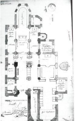 Plan, former Church of Notre-Dame du Châtel, Aut, 1773,