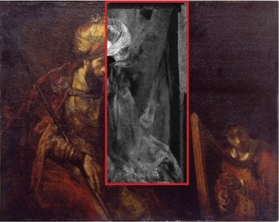 Fig. 11 Cobalt (Co-K) distribution map (XRF scanning) from the pigment smalt in the original curtain; associated nickel and arsenic maps not shown (from Noble et al., Technè 35 [2012]: fig. 3D)