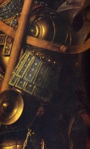 Jan van Eyck,  detail of the reflection in Saint George's shield,  completed 1436,  Groeninge Museum, Bruges
