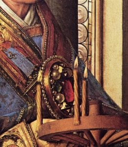 Jan van Eyck,  detail of Saint Donatian's morse from Virgin and,  completed 1436,  Groeninge Museum, Bruges