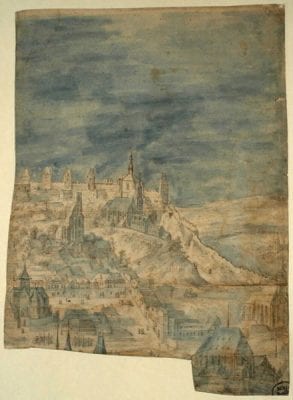 Philips van den Bossche,  Fragment of a Design for a “View of Prague, ” ca. 1605, Göttingen, Kunstsammlung der Universität, Graphische Sammlung