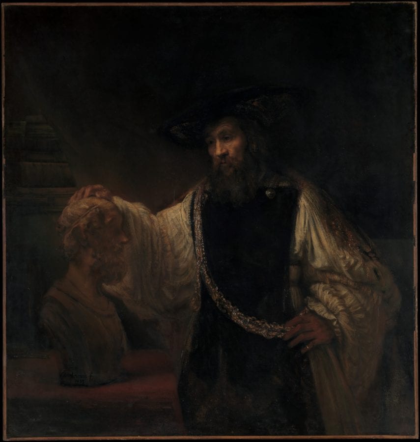 Rembrandt van Rijn,  Aristotle with a Bust of Homer (here identified, 1653, The Metropolitan Museum of Art, New York