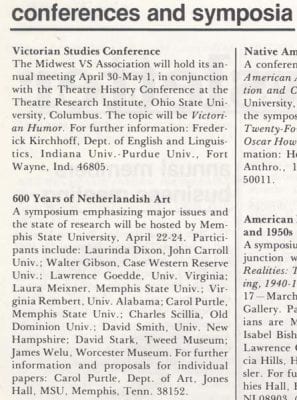 The Call for Papers, CAA newsletter, Winter 1981/82