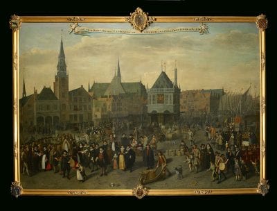 Adriaan van Nieulandt,  Dam Square in 1604 during the Last Procession of, 1633, Amsterdam Museum