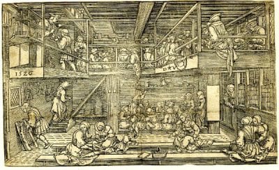 Dirk Jacobz. Vellert,  Schoolroom, 1526,  British Museum, London