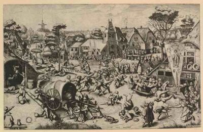 Johannes and Lucas van Doetecum (after Pieter Bruegel),  Kermis at Hoboken, 1559, British Museum, London