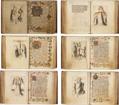 Six openings from a book of hours made in three s, Koninklijke Bibliotheek, The Hague