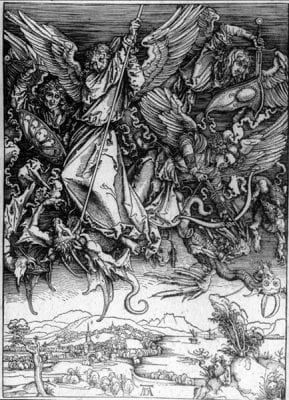 Albrecht Dürer,  Fall of the Rebel Angels, detail from Apocalyps, ca. 1498,