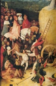 Jheronimus Bosch, Haywain triptych, detail from center panel,  Museo del Prado, Madrid