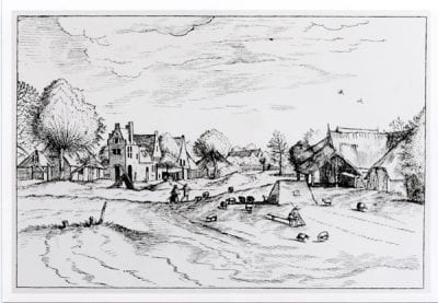 Johannes and Lucas van Doetecum after the Master of the Small Landscapes,  Landscape with View of a Village (from the seri, 1561,