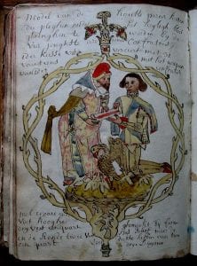 Design for wood ornaments displaying the arms of ,  Archives of the Confraternity of the Holy Blood, Register 16, Bruges