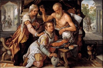 Joachim Beuckelaer,  Isaac Blessing Jacob,  monogrammed and dated 1568,  Museum Catharijneconvent, Utrecht