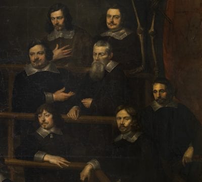 Frans Denys,  detail from The Anatomy Lesson of Dr. Joannes va, 1648,  Koninklijk Museum voor Schone Kunsten