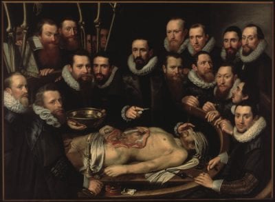 Michiel van Mierevelt,  The Anatomy Lesson of Dr. Willem van der Meer, 1617, Stedelijk Museum Het Prinsenhof, Delft