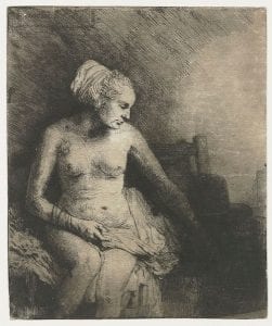 Rembrandt van Rijn,  Woman at the Bath with a Hat Beside Her, second , 1658,
