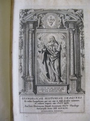   Hieronymus Wierix after Maarten de Vos, title page of Jerónimo Nadal, S.J., Evangelicae , The Newberry Library, Chicago