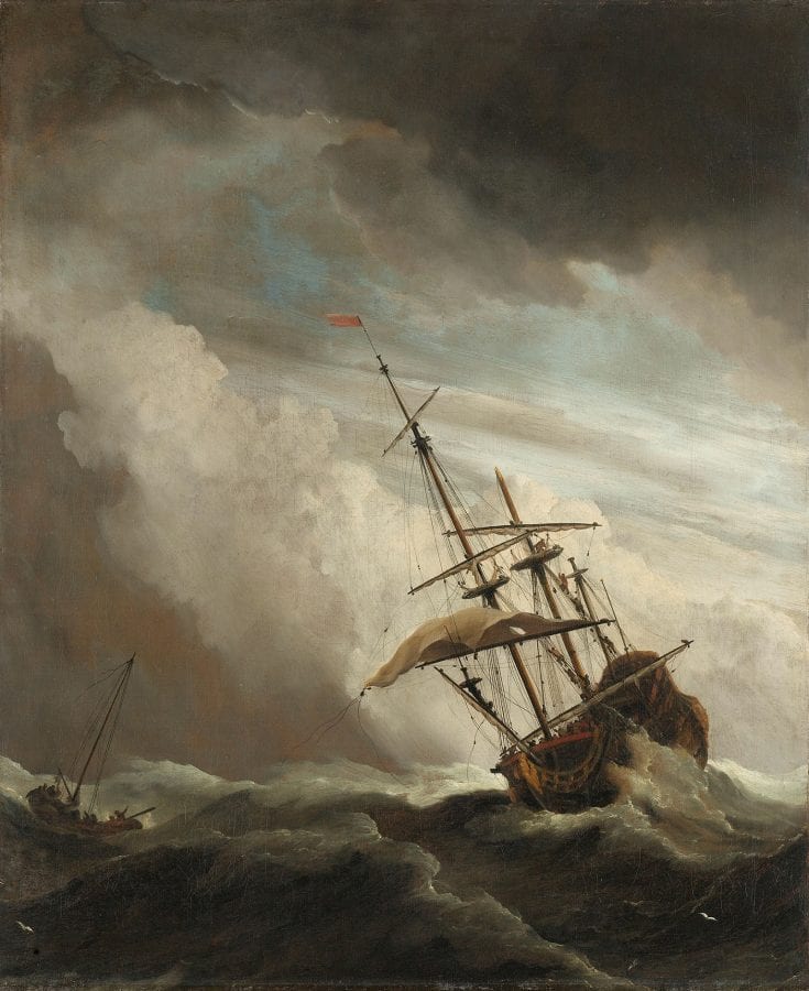 Willem van de Velde (II), A Ship on the High Seas Caught by a Squall, known as 'The Gust', ca. 1680, Rijksmuseum, Amsterdam