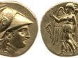 Greek coin with the head of Athena (obverse) and ,  ca. 310–275 BCE, London, British Museum